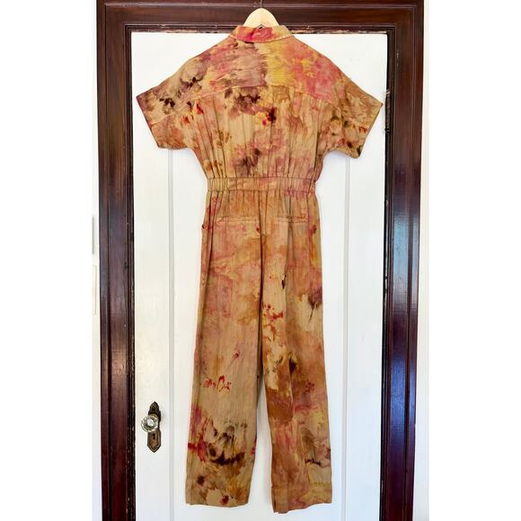 Chloe Cox Upcycled / Handmade One of a Kind Brown Tie Dye Jumpsuit Coveralls- SM - Picture 2 of 4